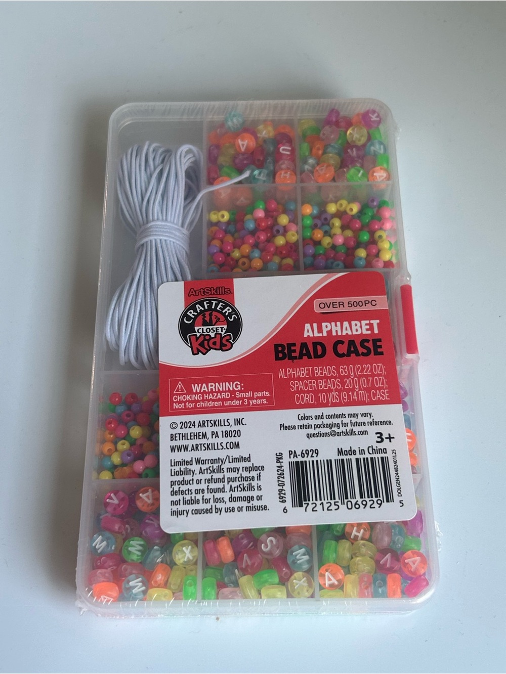 Multicolor Alphabet Bead Case with White Cord